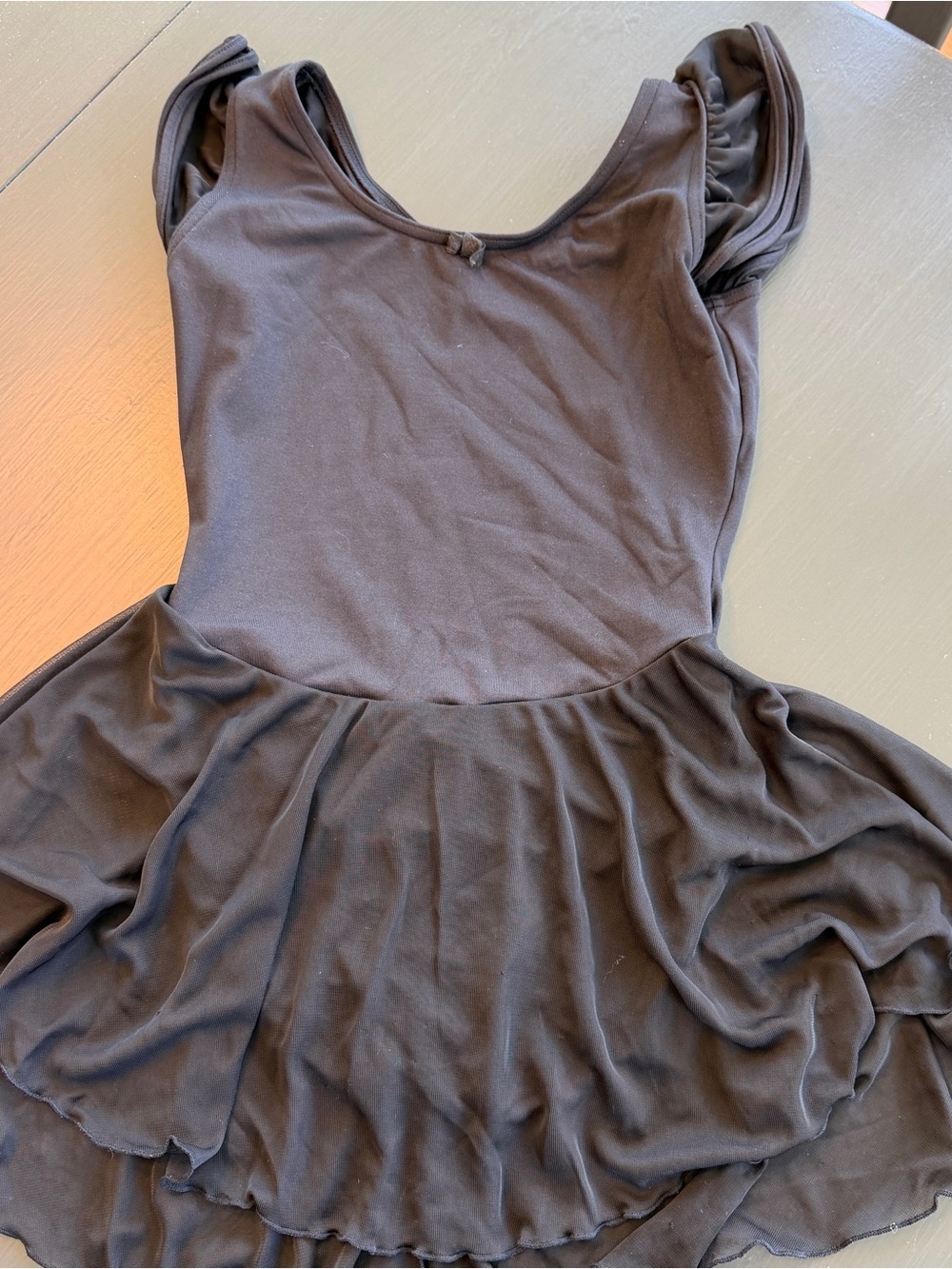Capezio Black Ballet Dance Leotard with Chiffon Skirt Sz L